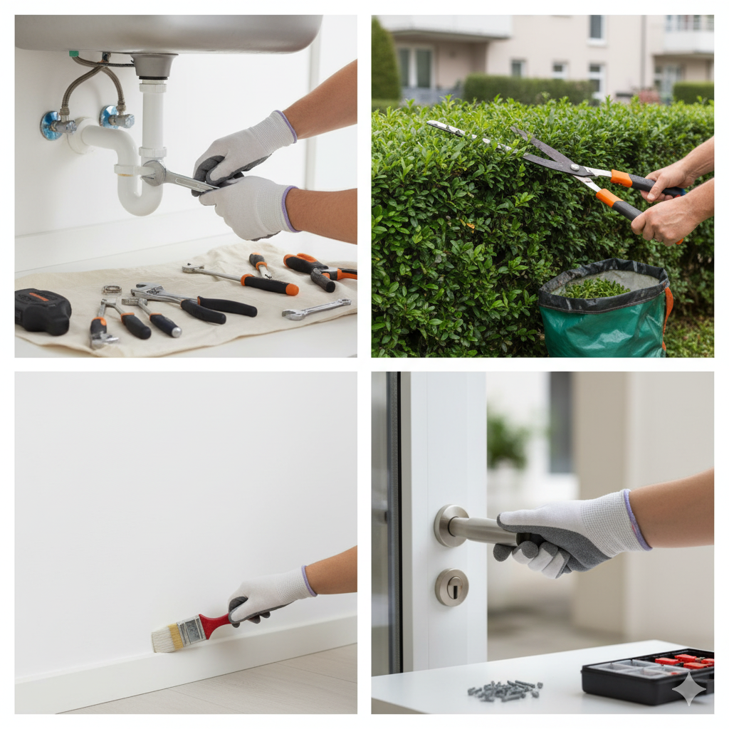 Hausmeisterservice Collage (Reparatur, Heckenschnitt)